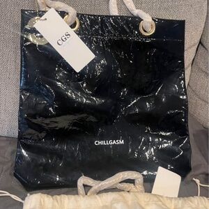 CHILLGASM High-Fashion/Designer Y2K Crinkled Tyvek, Lined Tote/Shoulder Bag